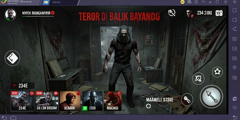Screenshot gameplay seram dari 234E menunjukkan suasana mencekam yang mendebarkan.