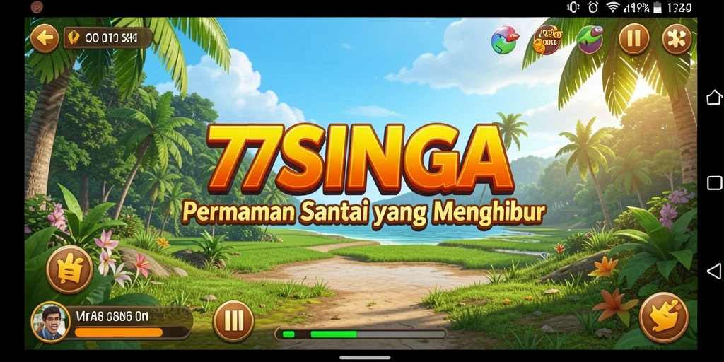 Tampilan utama gameplay 77SINGA yang cerah dan menghibur.