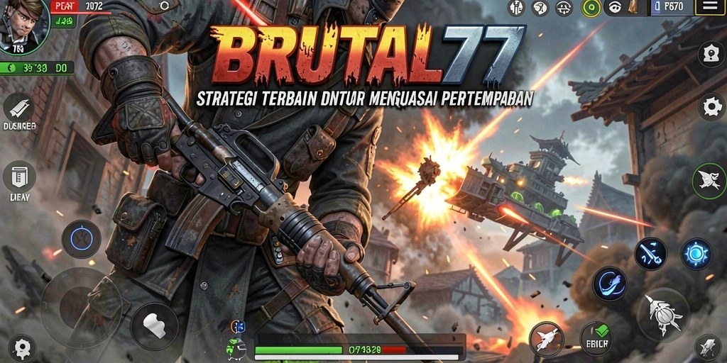 Tangkapan layar utama <strong>BRUTAL77</strong> menampilkan momen strategis dalam gameplay.