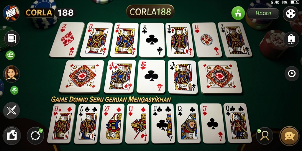 Screenshot gameplay seru dari CORLA188 yang menggambarkan aksi permainan Domino.
