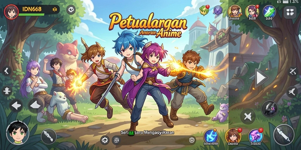 Tampilan gameplay seru dari IDN668 dengan karakter anime favorit.