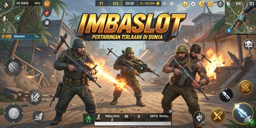 Tampilan gameplay seru di IMBASLOT saat bertarung dalam Battle Royale.