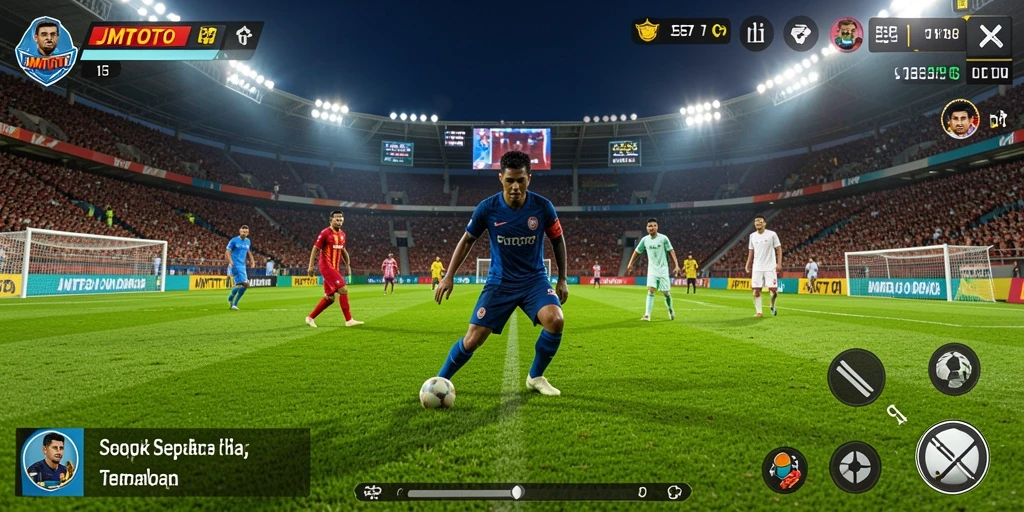 Tampilan gameplay JMTOTO yang mendebarkan dalam pertandingan sepak bola.