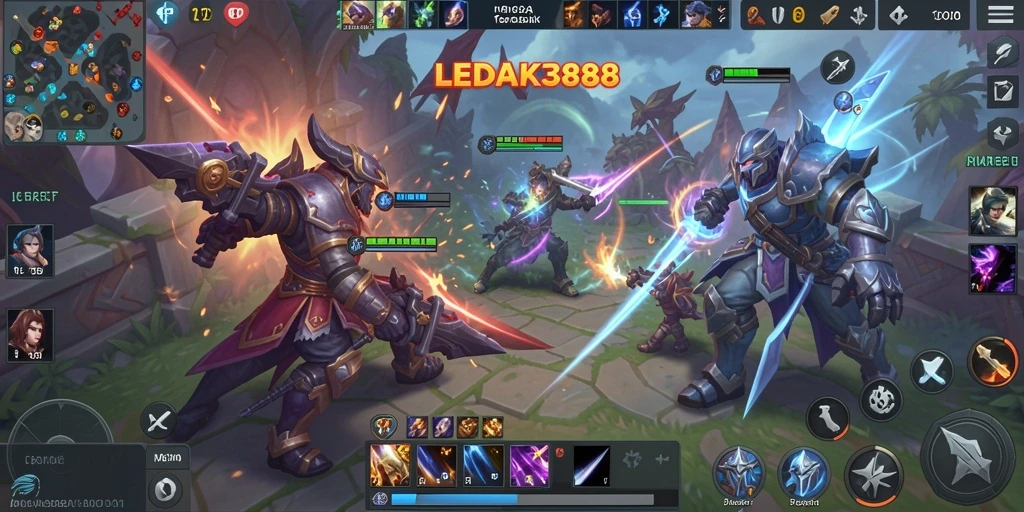 Tampilan gameplay seru dari game MOBA LEDAK388.
