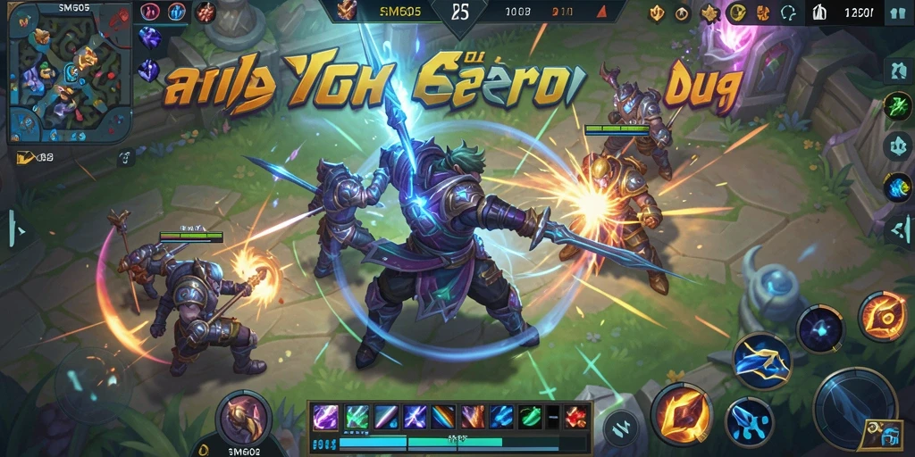 Tampilan penuh aksi dari gameplay SM605 MOBA.