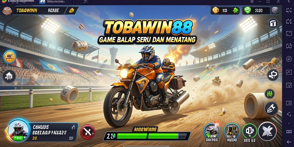 Tangkapan layar gameplay TOBAWIN88 dengan aksi balapan yang menegangkan.