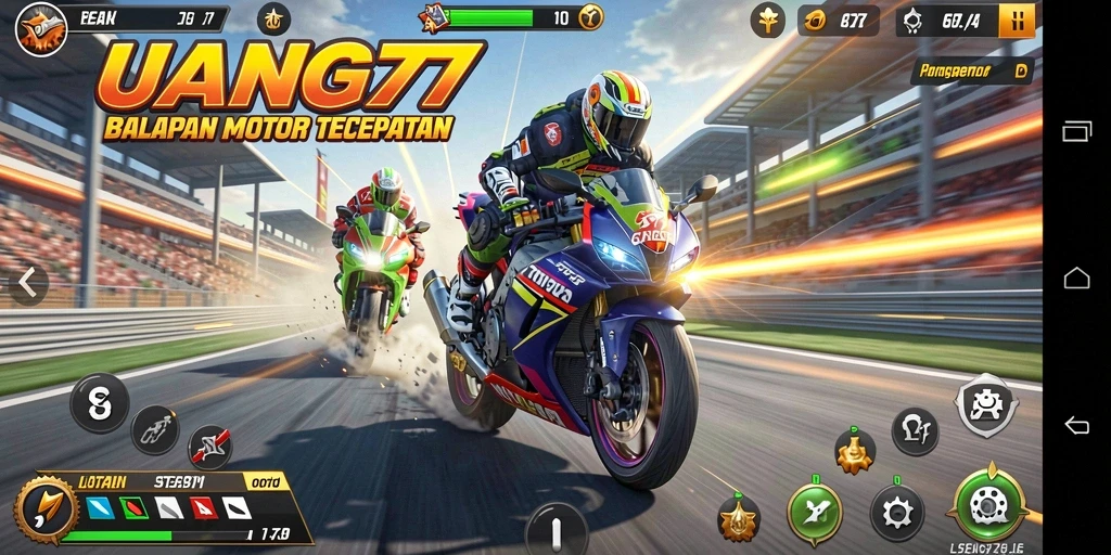 Gameplay UANG77 menampilkan aksi balapan motor yang mendebarkan.