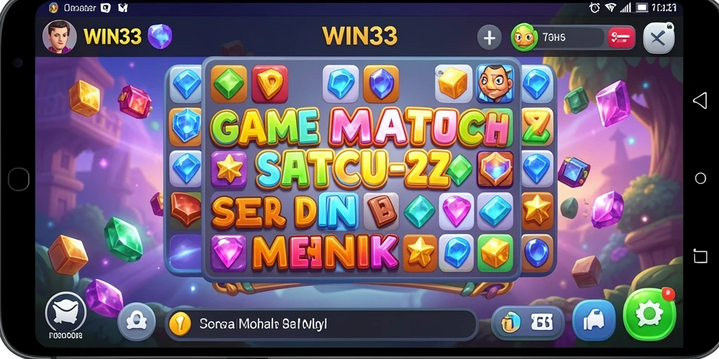 Tangkapan layar gameplay WIN33 yang menampilkan momen mencocokkan simbol Match-3.
