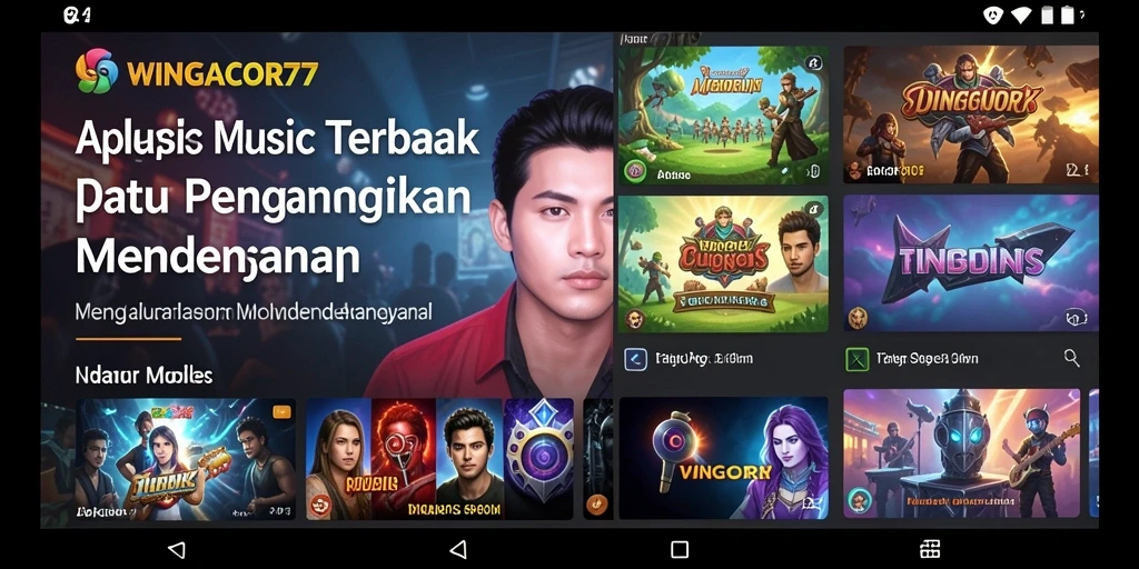 Screenshot gameplay WINGACOR77 menampilkan interaksi pengguna dengan aplikasi musik.